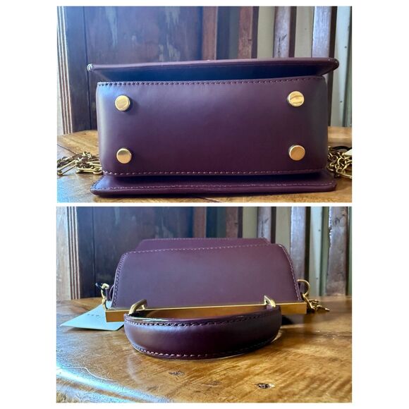 Ted Baker Isa Leather Satchel Crossbody Burgundy Bag - Picture 6 of 13